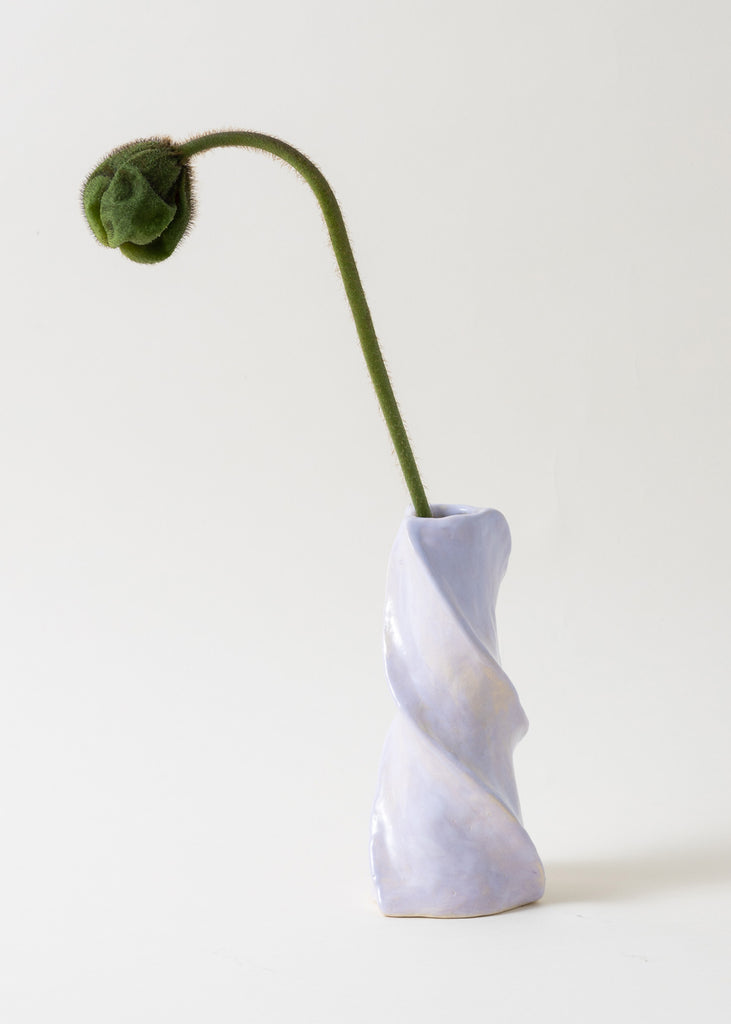 Satoko Kako Handmade Lilac Vase Hand Painted Pastel Ceramic Original Unique Sculpture Organic Shape