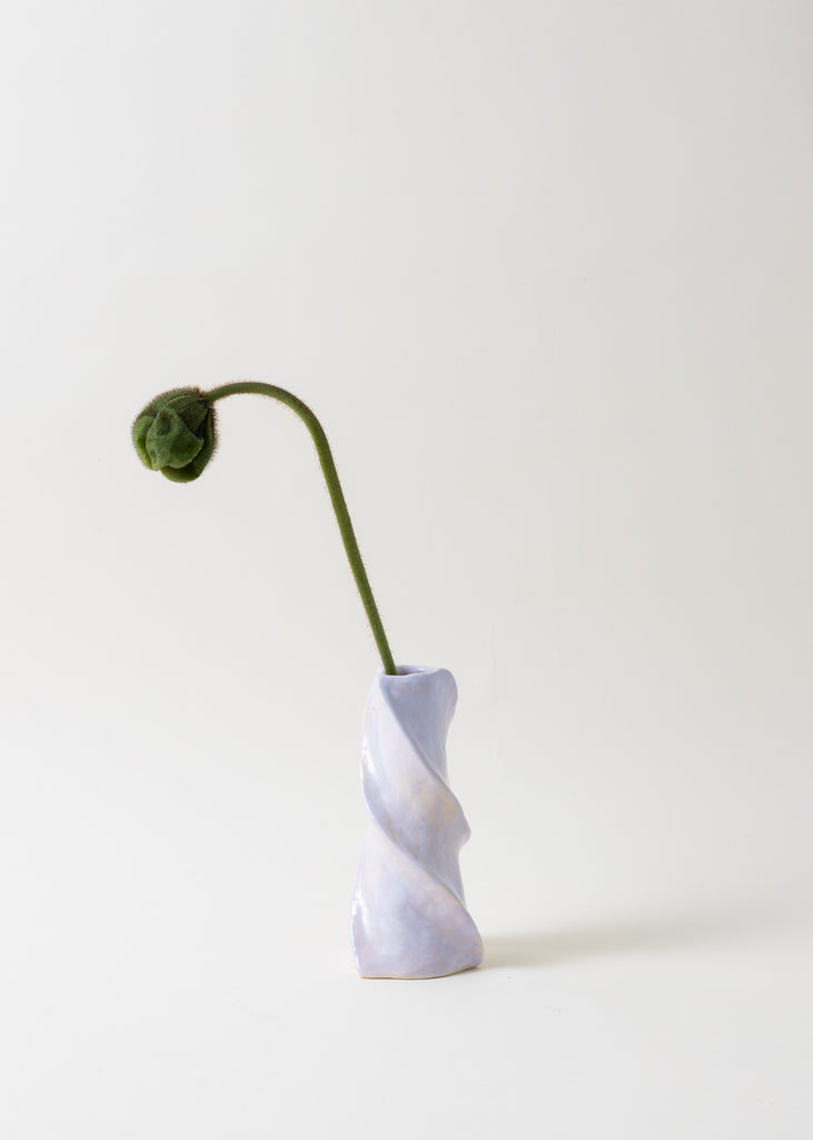 Satoko Kako Handmade Lilac Vase Hand Painted Pastel Ceramic Original Unique Sculpture