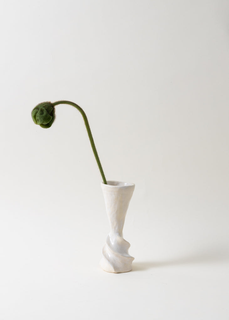 Satoko Kako Handmade White Vase Hand Painted Pastel Ceramic Original Unique Sculpture Minimalism Minimalistic Playful