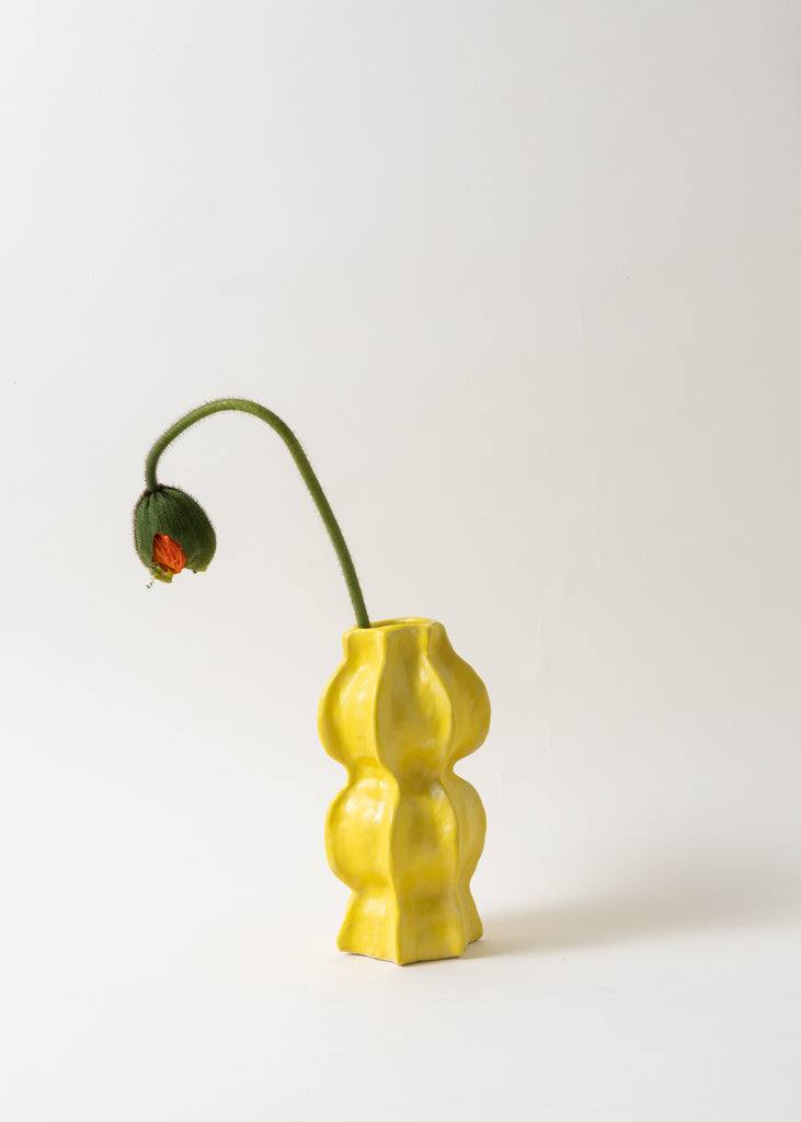 Satoko Kako Sweet Lemon Vase Sculpted Sculpture Yellow Colourful Playful Swirl Handmade Original
