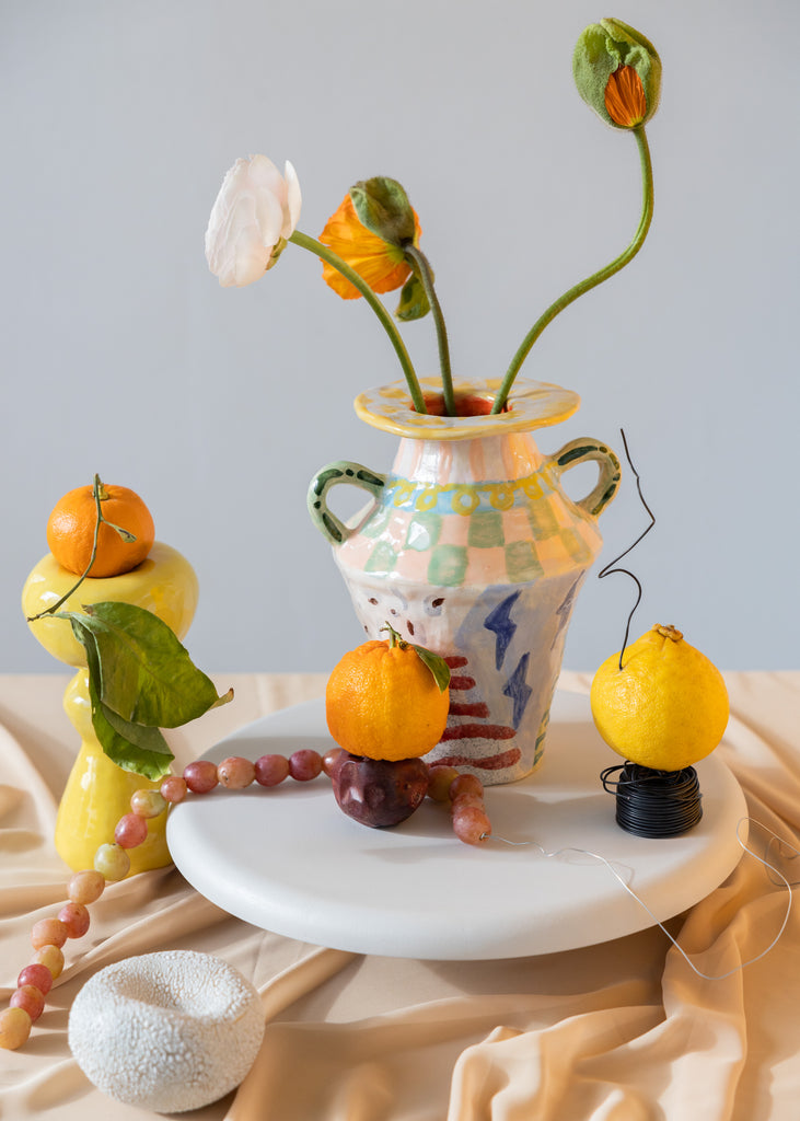 Satoko Kako Vase That Girl Original Handmade Playful Colourful Pastel Vessel Artist One Of A Kind Concept