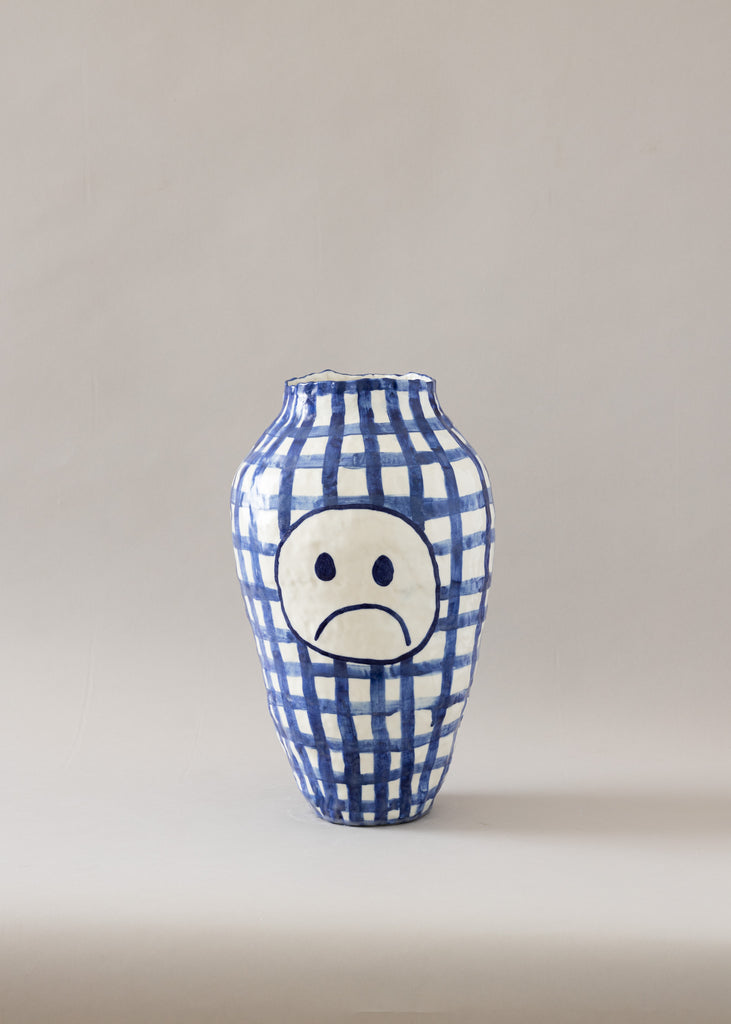Sofi Gunnstedt Emoji Vase :) :( Handmade Artwork Unique Checkered  