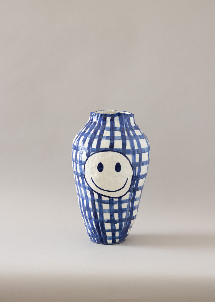 Sofi Gunnstedt Emoji Vase :) :( Handmade Artwork Ceramic Unique Playful Checkered  