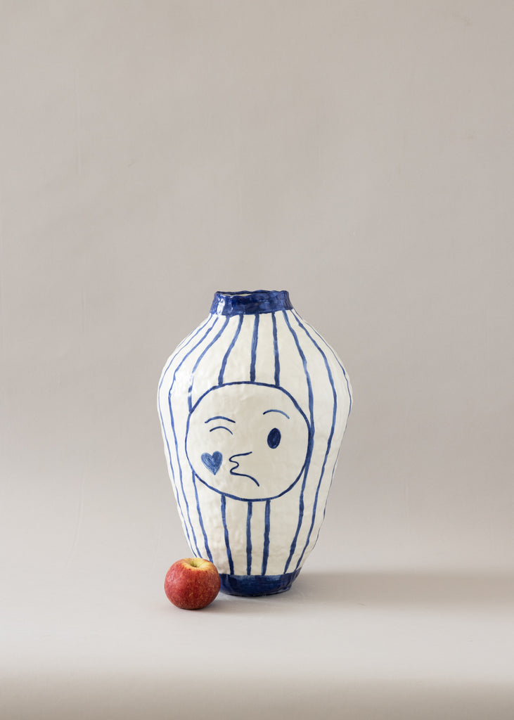 Sofi Gunnstedt Emoji Vase Handmade Artwork Unique Sculpture  Striped Art 