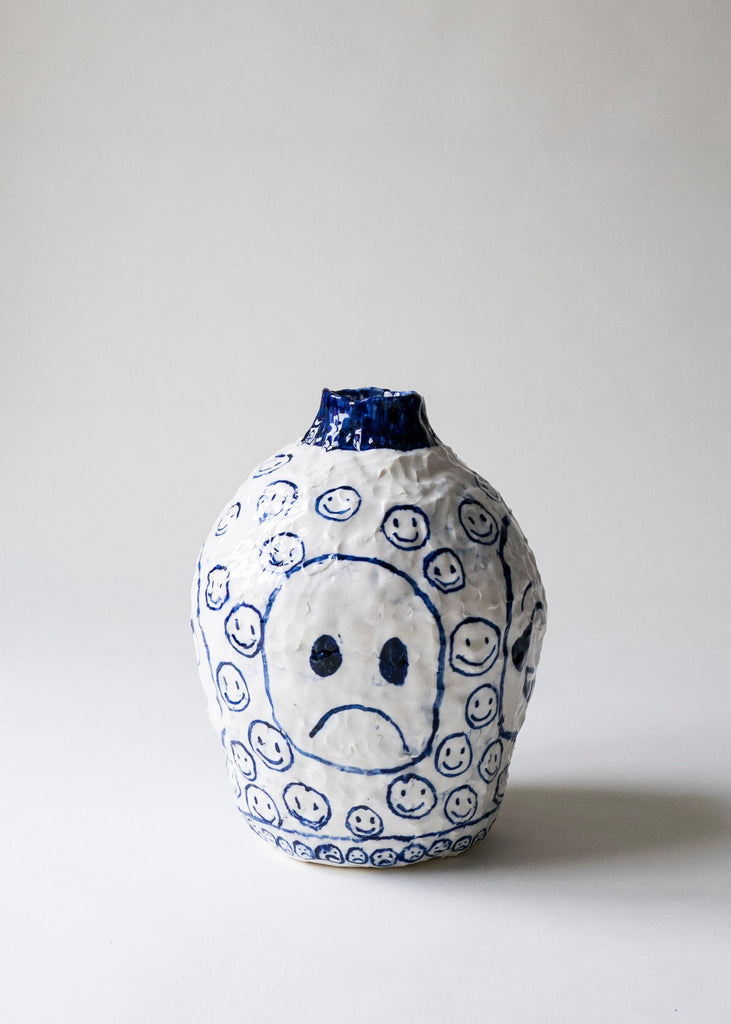 Sofi Gunnstedt Handmade Porcelain Vase Emoji Sad