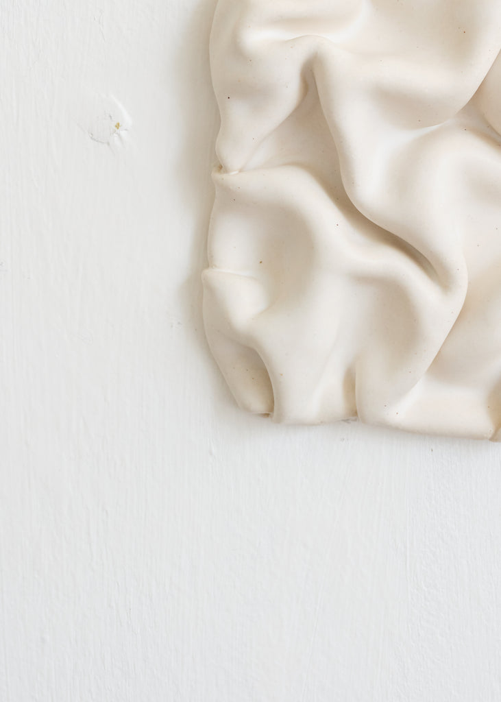 Sofia Tufvasson Drape Wall Sculpture Handmade White Textured Ceramic artwork