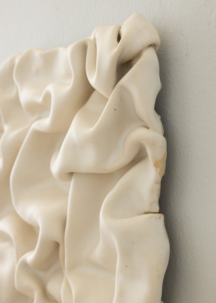 Sofia Tufvasson Drape White Glazed Ceramic Artwork Unique Handmade Sculpture