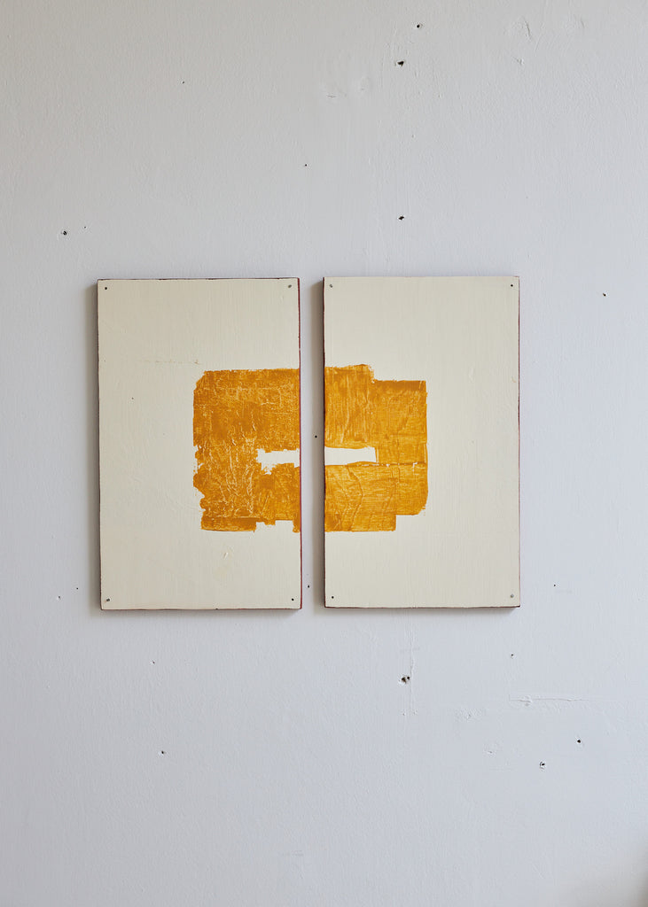 Soraya Forsberg Diverse Art Painting Handmade Recycled Plywood Unique Wall Artwork Yellow 