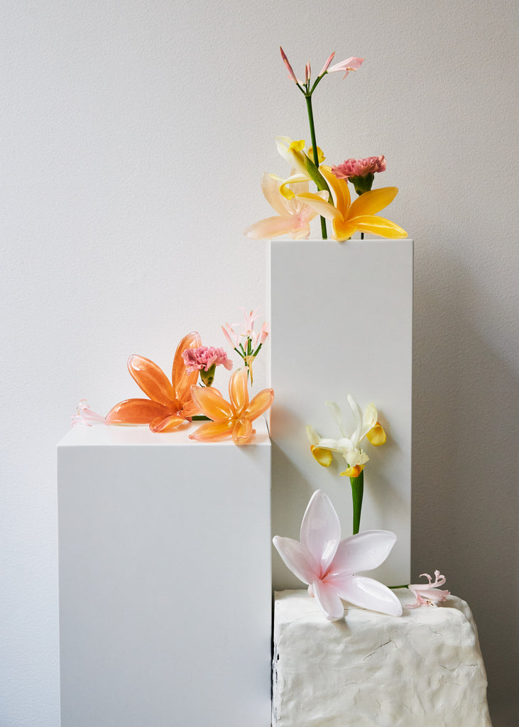 Tillie Burden Glass Sculpture Tropical Bloom Glass Artworks Sculptures Handmade Unique 