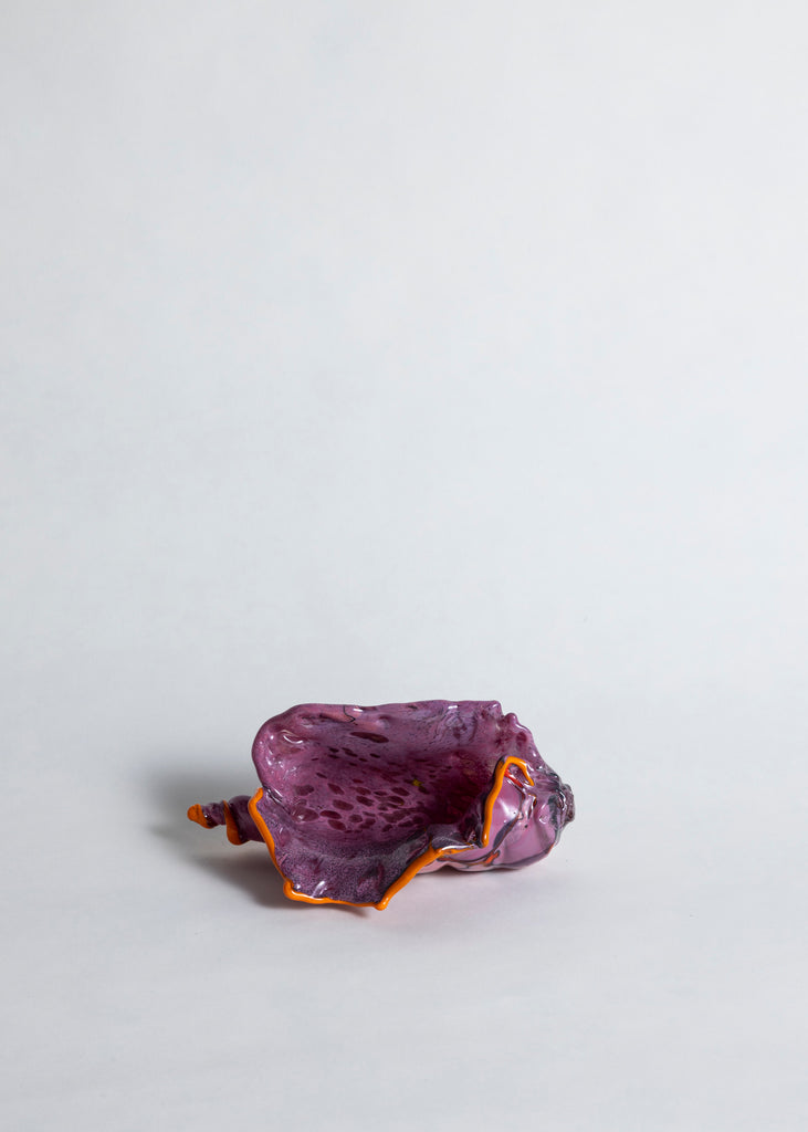 Tillie Burden Tropical Shell Glass Sculpture Artwork Handmade Unique Art  Purple 