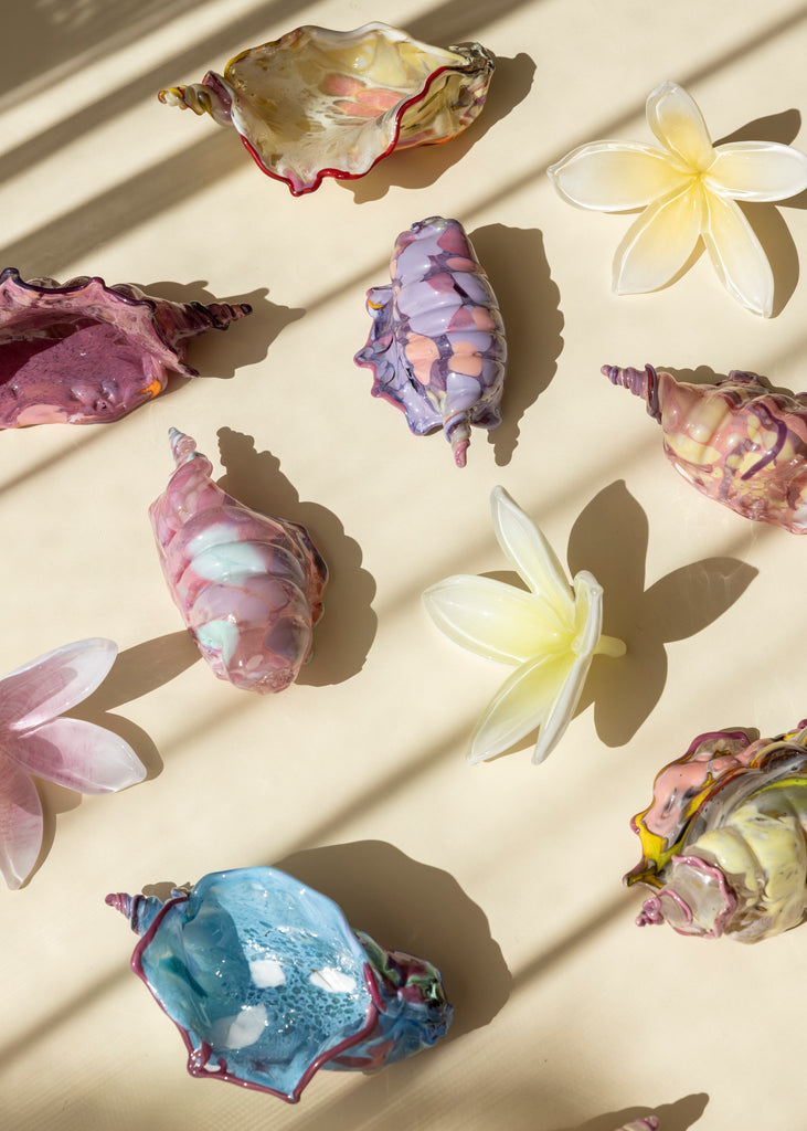 Tillie Burden Tropical Shell Tropical Bloom Artwork Sculpture Glass Art Handmade Unique 