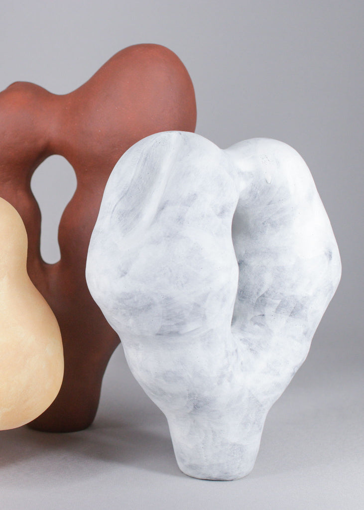 Henna Nuutinen Handmade Sculpture Ceramic Artwork Abstract Art Playful Art Style Organic Shapes Hand Built Ceramic Art Original Art White Minimalistic Group