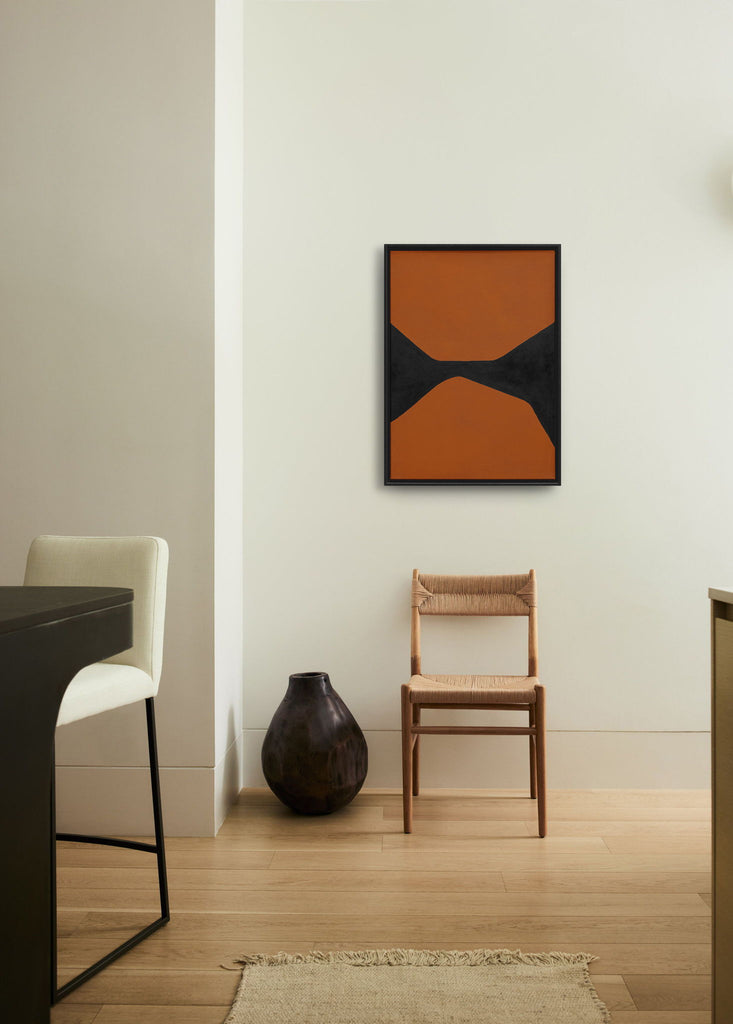 Zyrko Minimalistic Art Handmade Craft Affordable Art Unique One-Of-A-Kind Abstract Artist Interior Design Orange Black Original Artwork Home Styling
