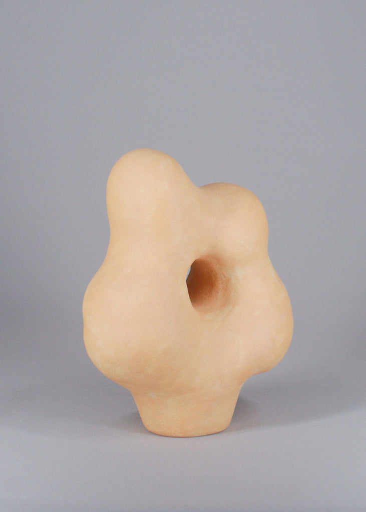 Henna Nuutinen Handmade Sculpture Ceramic Artwork Abstract Art Playful Art Style Organic Shapes Hand Built Ceramic Art Original Art Peach Fuzzy Peach